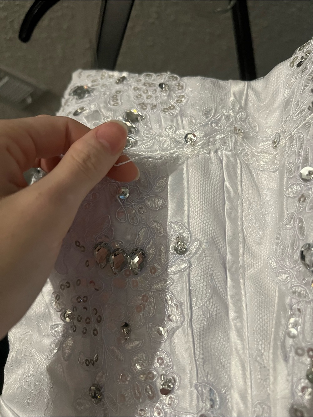 White Beaded Strapless Wedding/ Formal Gown - Picture 6 of 10